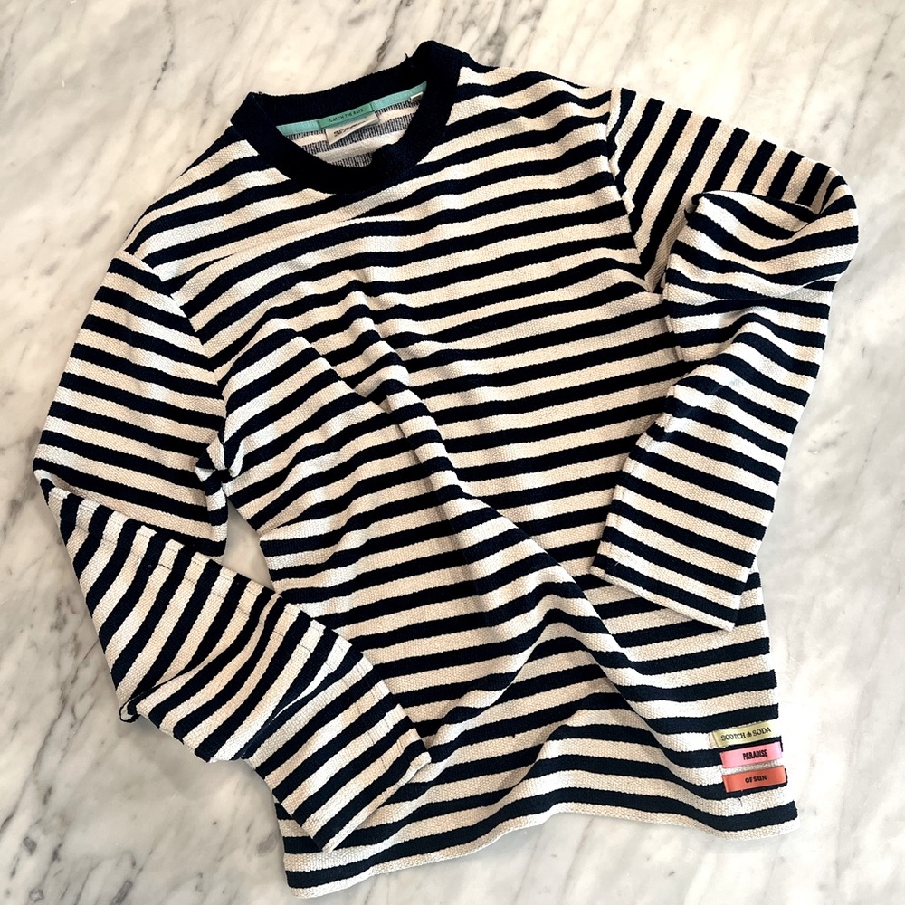 Scotch & Soda Striped Terry Crew Neck